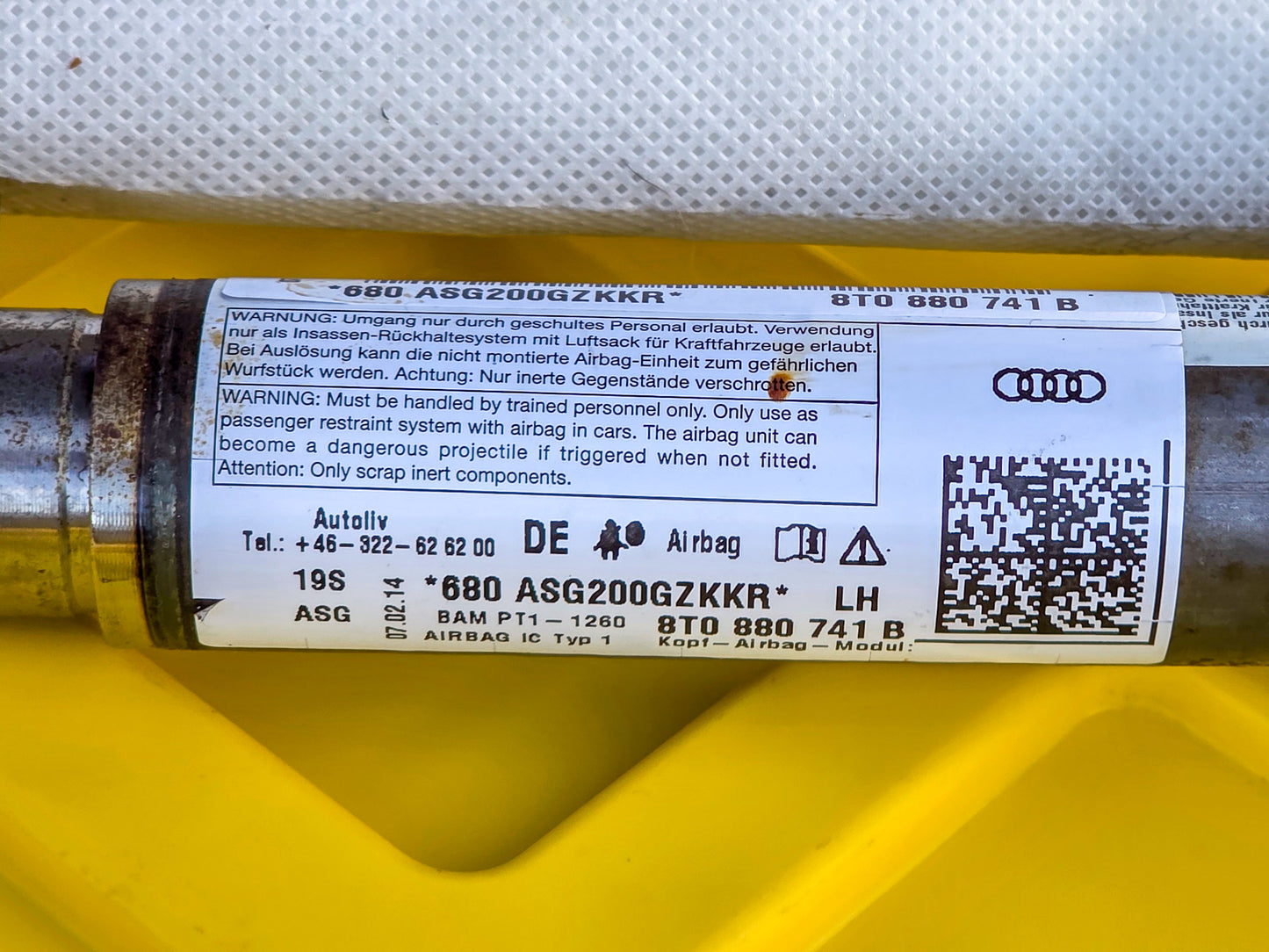 2012-2017 Audi A5 Left Driver Side Front Roof Air Bag 8T0880741B