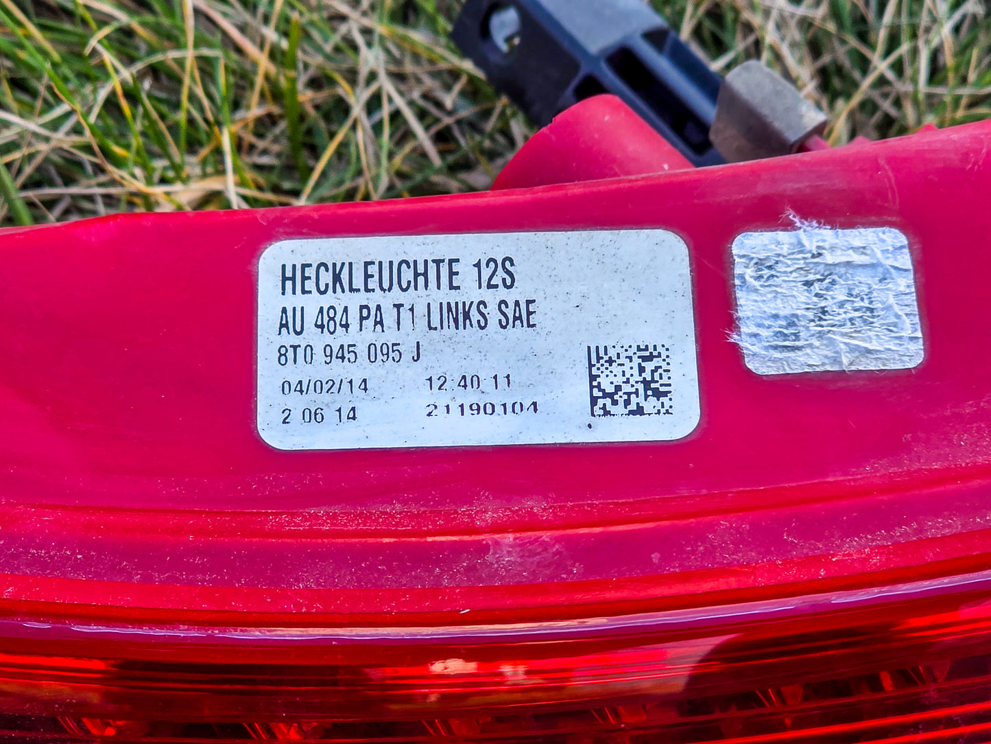 2012-2017 Audi A5 Driver Left Side Rear Tail Light Lamp 8T0945095J