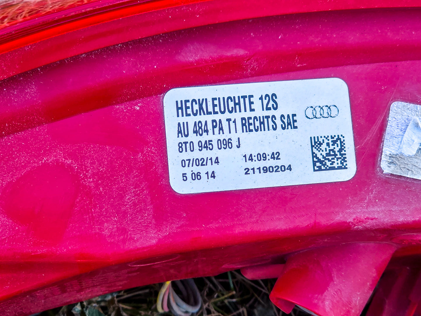 2012-2017 Audi A5 Passenger Side Right Rear Tail Light Lamp 8T0945096J