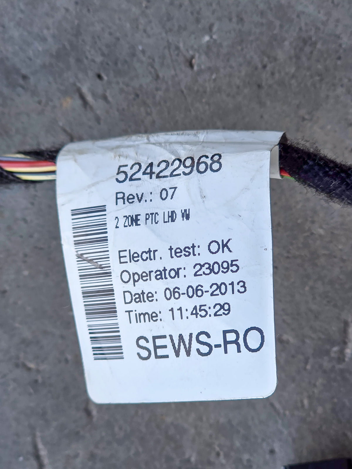 2011-2017 Volkswagen Touareg Heater Flap Blend Motor Wire Harness Set