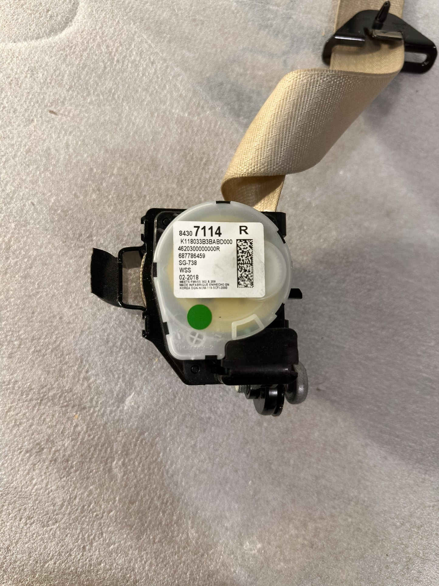 2019 Buick Envision Front Passenger Right Side Seat Belt Retractor 84307114, 687786459