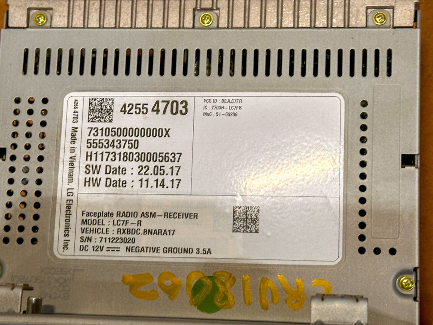 2018-2020 Chevrolet Cruze Radio Display Screen 42554703, 42400030, 42547510, 42554544, 42554672, 42645310